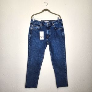 Zara Straight Raw Hem Men’s Blue Jeans Size 32